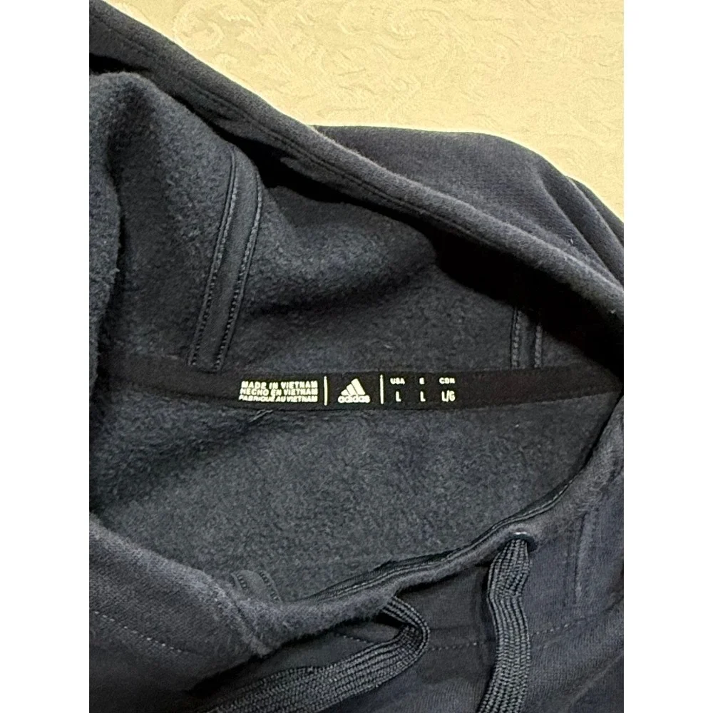 Adidas Sportswear Badge of Sport Hoodie Men's Navy Blue Size L Round Neck Sporty